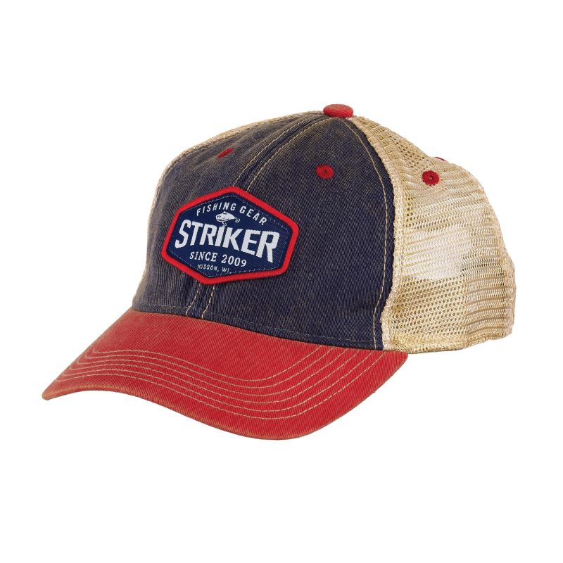Adult Striker Habit Ice Fishing Snapback Hat One Size Navy/Red/Khaki