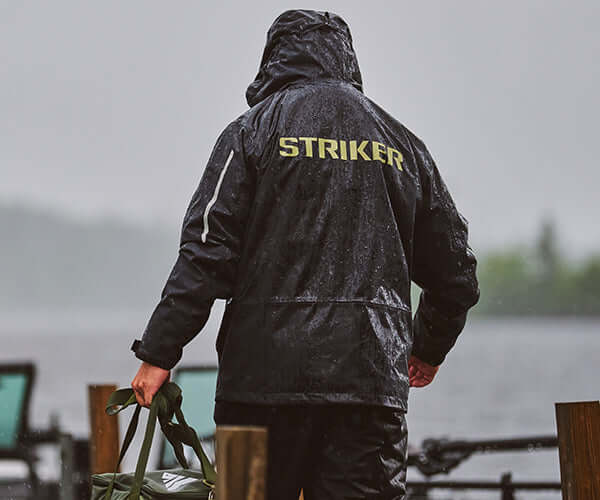  Striker Men's eVolve Durable Breathable Waterproof Outdoor  Fishing Rain Jacket with Adjustable Hood & Reflective Elements,  Alloy/Carbon, Medium : Clothing, Shoes & Jewelry