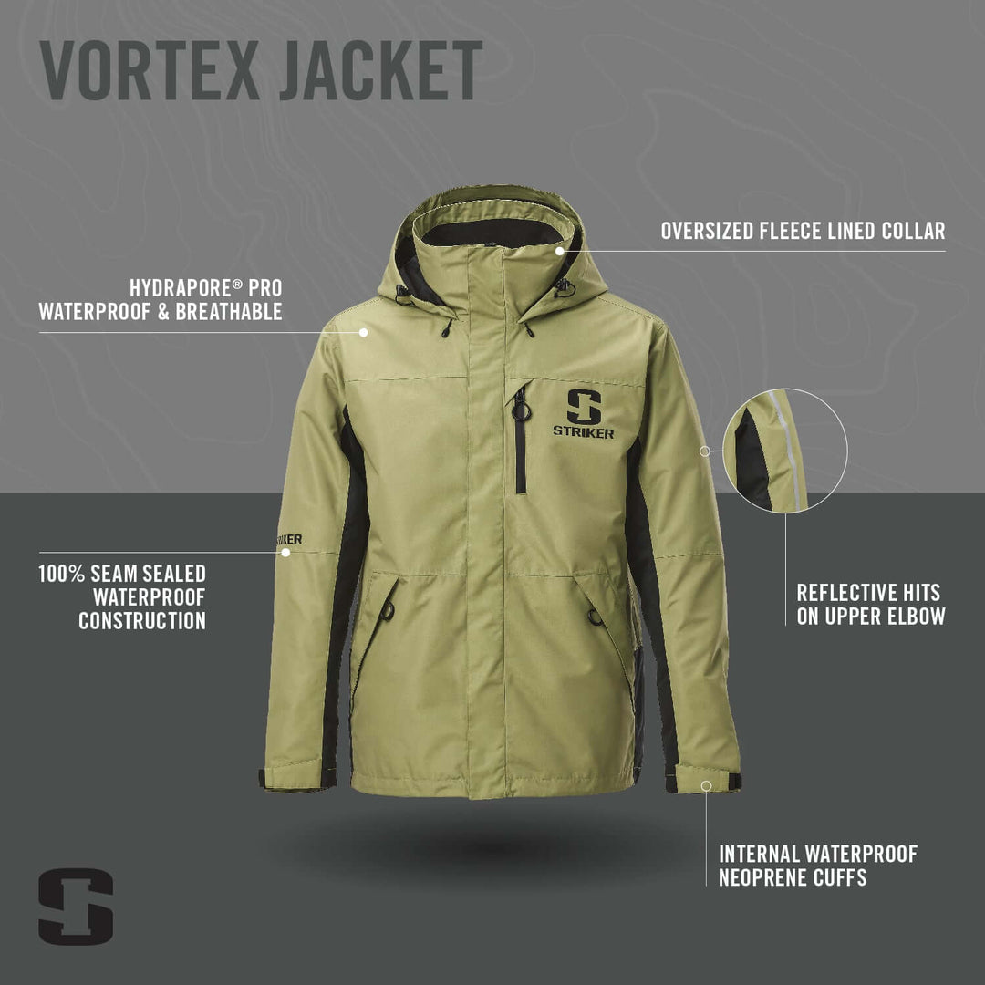 Striker Men's Vortex Durable Breathable Waterproof Outdoor Fishing Rain  Pullover with Adjustable Hood & Reflective Elements