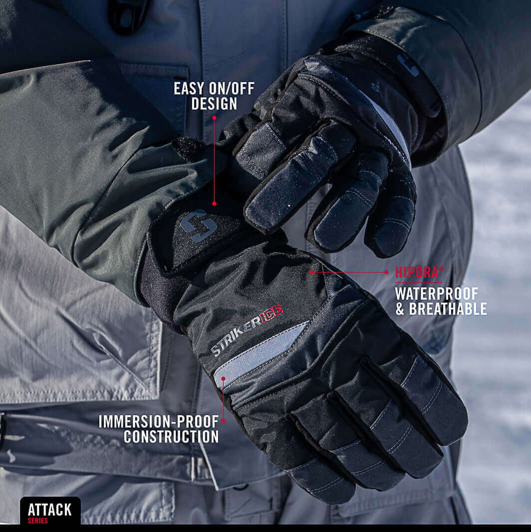 Striker Prеdаtor Waterproof Breathable Insulated Ice Fishing Gloves with  Adjustable Wrist and Gauntlet Closure