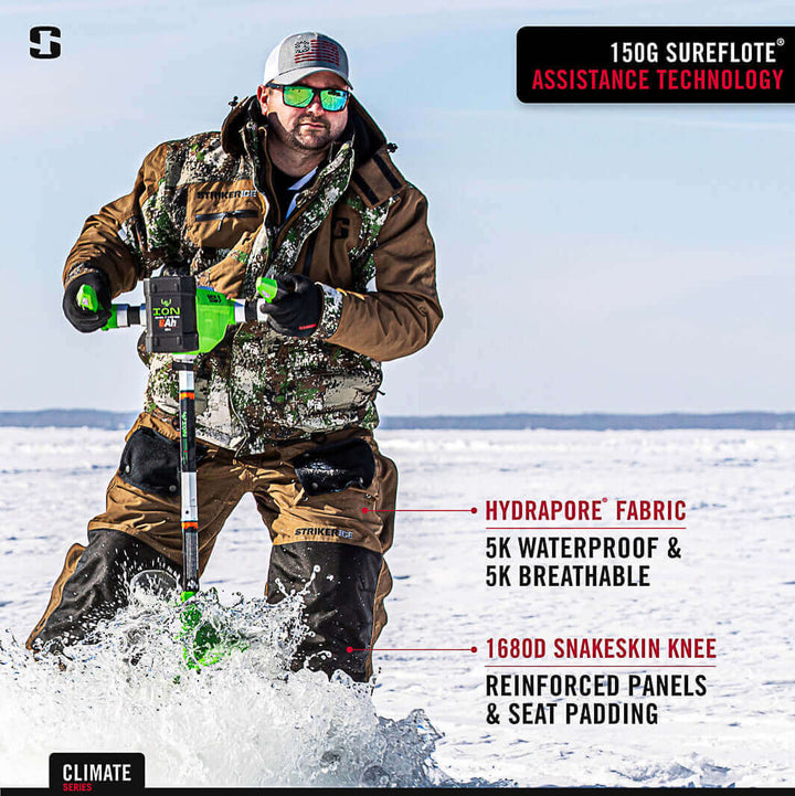 Striker | Men's Climate Ice Fishing Bibs - Dark Brown | Ice Suits